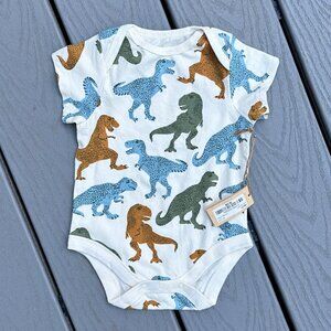 NWT Pink Chicken Organic Cotton T-Rex Dinosaurs Print Onesie Bodysuit